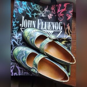 John Fluevog Acid Green Mary Jane Shoes Size 11